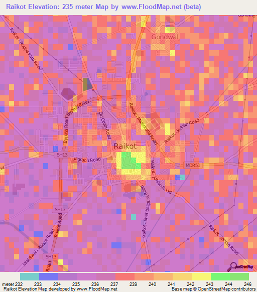 Raikot,India Elevation Map