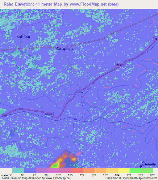 Raha,India Elevation Map