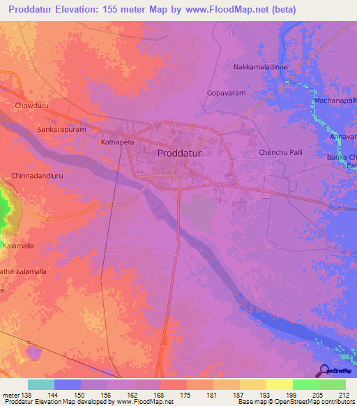 Proddatur,India Elevation Map