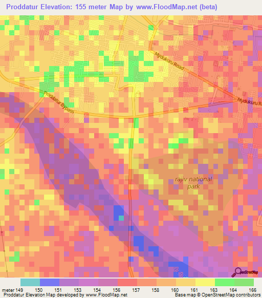 Proddatur,India Elevation Map