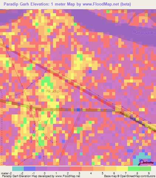 Paradip Garh,India Elevation Map