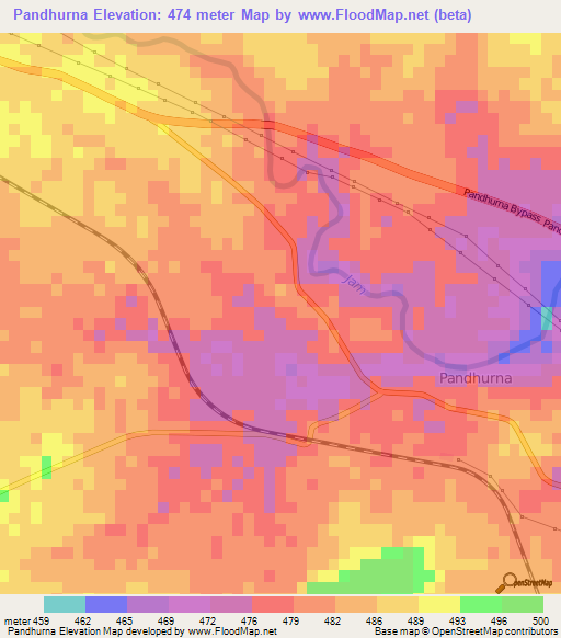 Pandhurna,India Elevation Map