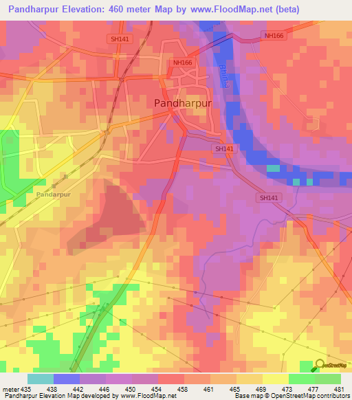 Pandharpur,India Elevation Map