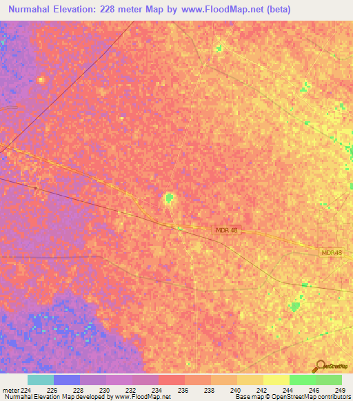 Nurmahal,India Elevation Map