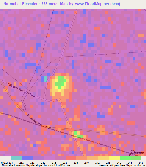 Nurmahal,India Elevation Map