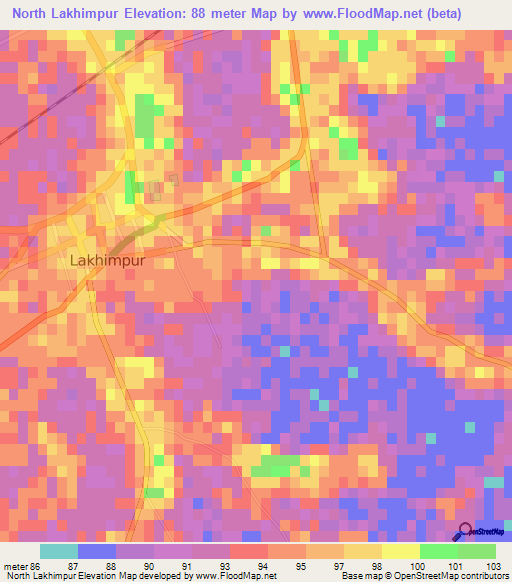 North Lakhimpur,India Elevation Map