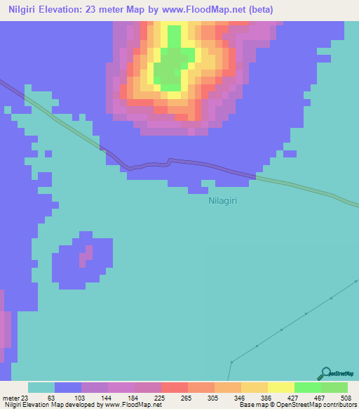 Nilgiri,India Elevation Map