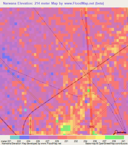 Narwana,India Elevation Map