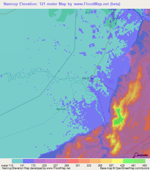 Elevation of Namrup,India Elevation Map, Topography, Contour