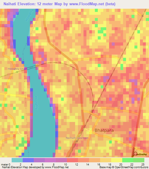 Naihati,India Elevation Map