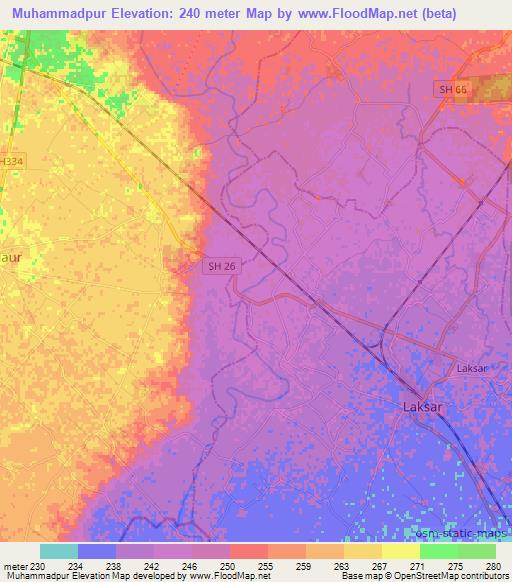 Muhammadpur,India Elevation Map