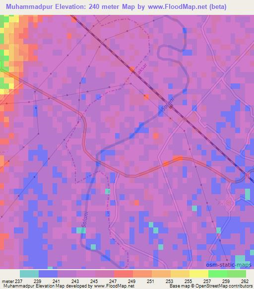 Muhammadpur,India Elevation Map