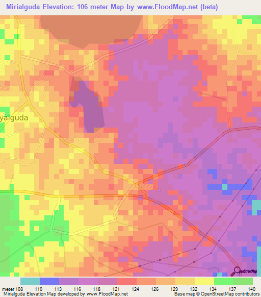 Mirialguda,India Elevation Map