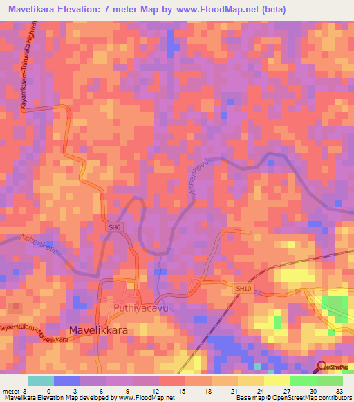 Mavelikara,India Elevation Map