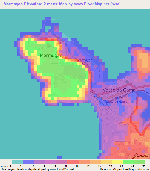 Marmagao,India Elevation Map