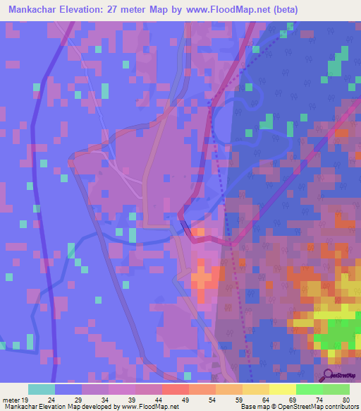 Mankachar,India Elevation Map