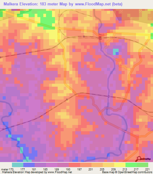 Malkera,India Elevation Map