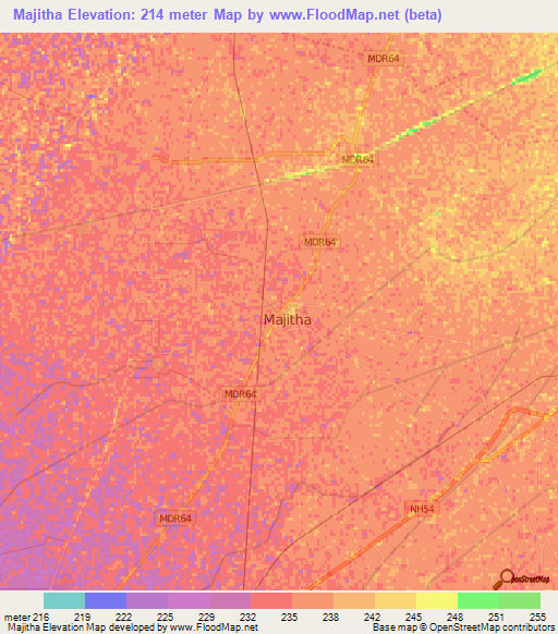 Majitha,India Elevation Map