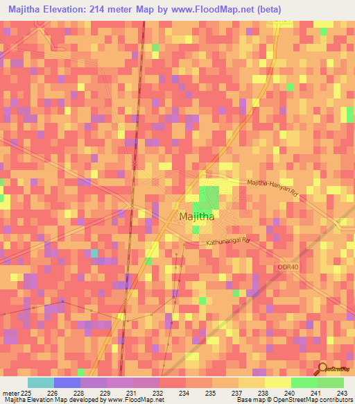 Majitha,India Elevation Map