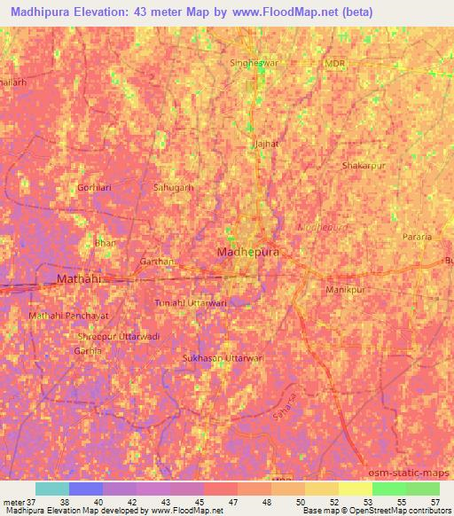 Madhipura,India Elevation Map