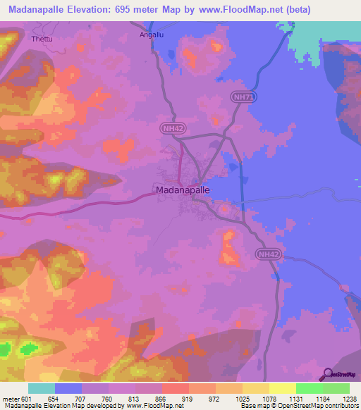 Madanapalle,India Elevation Map