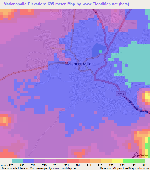 Madanapalle,India Elevation Map