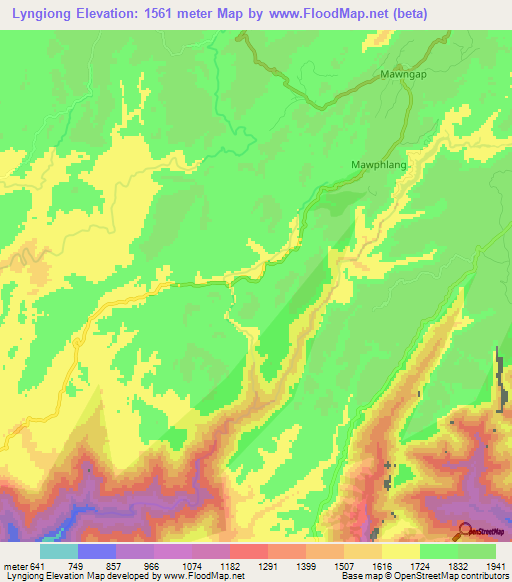 Lyngiong,India Elevation Map