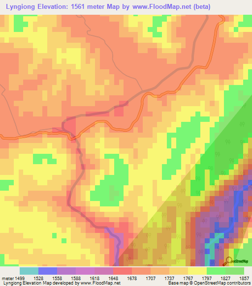 Lyngiong,India Elevation Map