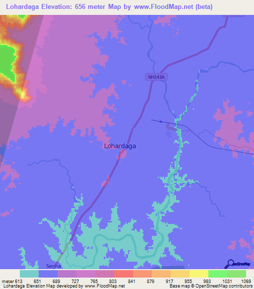 Lohardaga,India Elevation Map