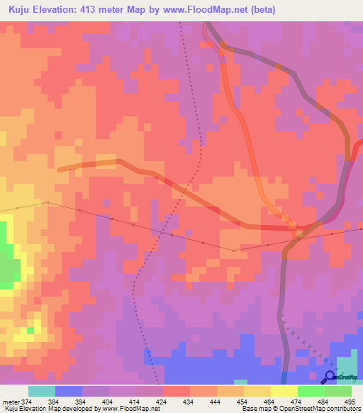 Kuju,India Elevation Map