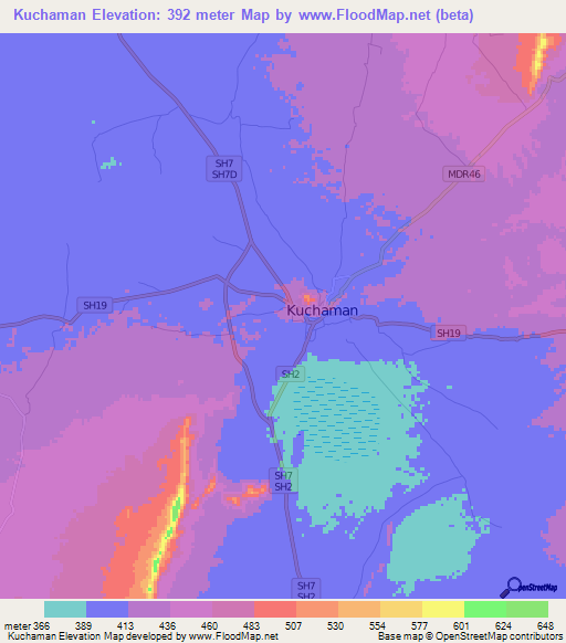 Kuchaman,India Elevation Map