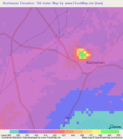 Kuchaman,India Elevation Map