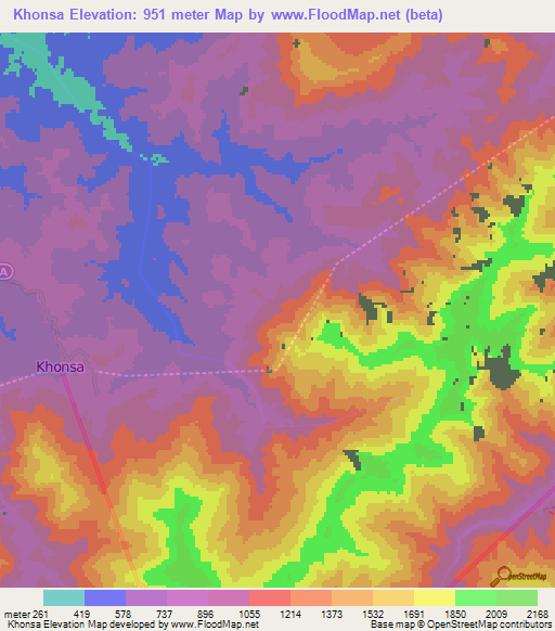 Khonsa,India Elevation Map