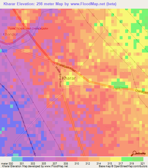 Kharar,India Elevation Map