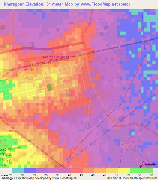 Kharagpur,India Elevation Map