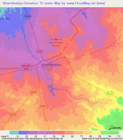 Khambhaliya,India Elevation Map