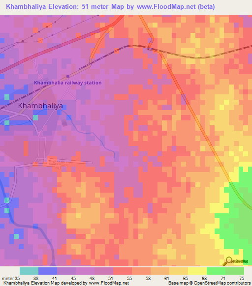 Khambhaliya,India Elevation Map