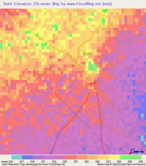 Kekri,India Elevation Map