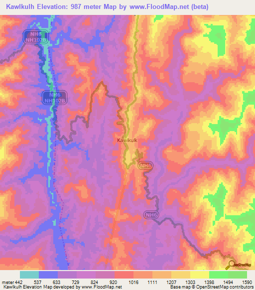 Kawlkulh,India Elevation Map