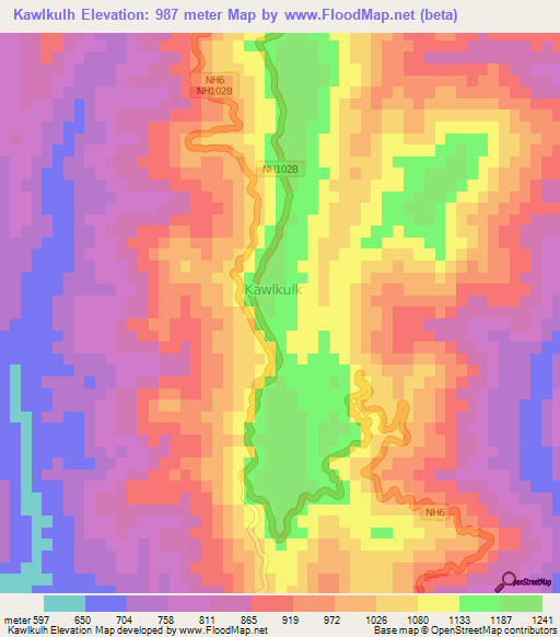 Kawlkulh,India Elevation Map