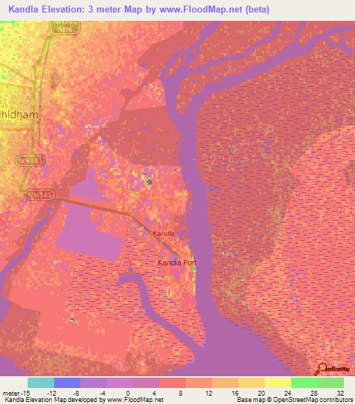 Elevation Of Kandla,india Elevation Map, Topography, Contour