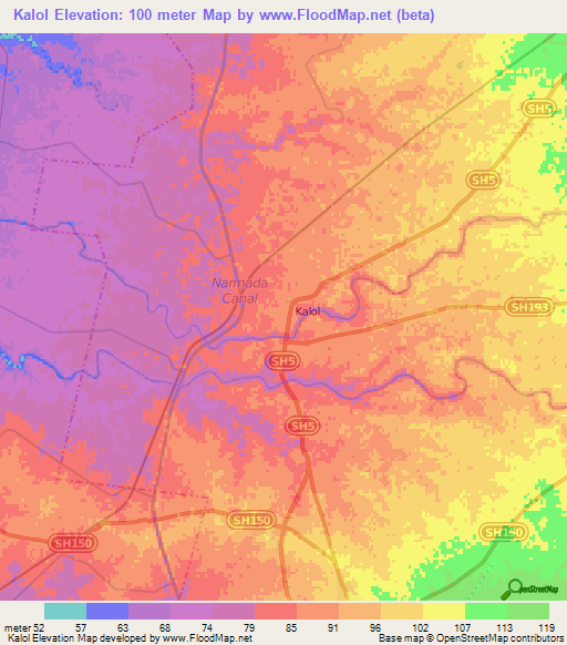 Kalol,India Elevation Map