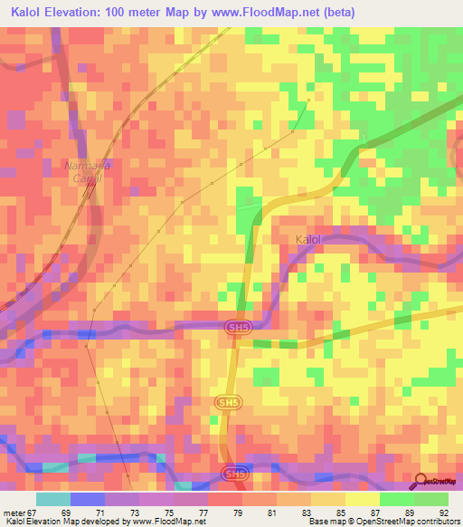 Kalol,India Elevation Map