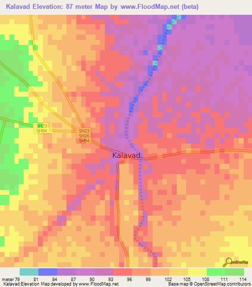 Kalavad,India Elevation Map