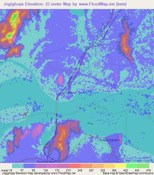 Jogighopa,India Elevation Map