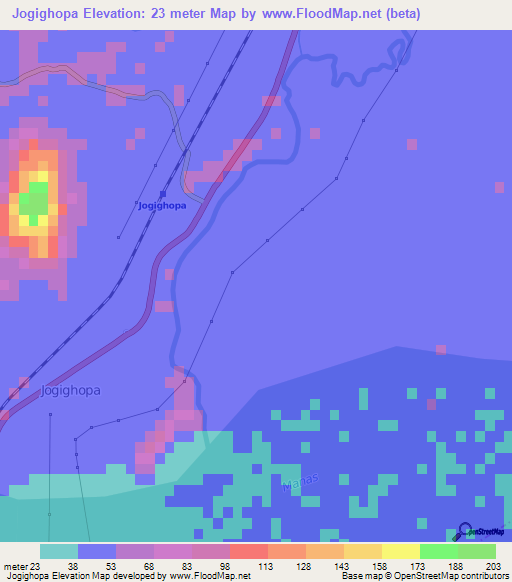 Jogighopa,India Elevation Map