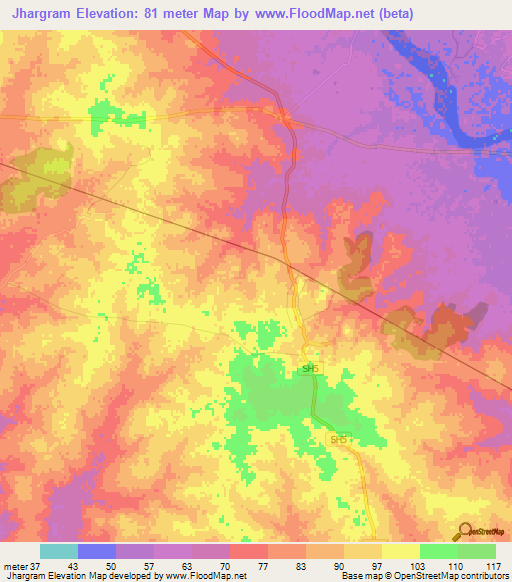 Jhargram,India Elevation Map