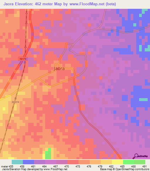 Jaora,India Elevation Map