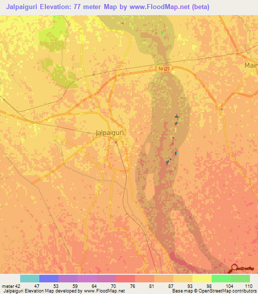 Jalpaiguri,India Elevation Map