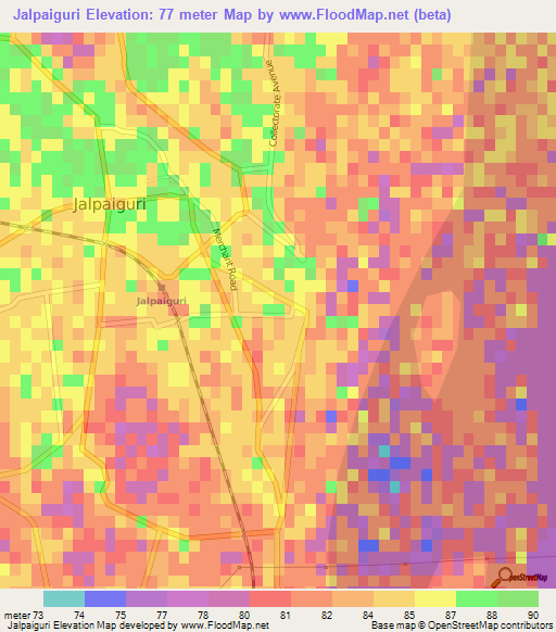 Jalpaiguri,India Elevation Map